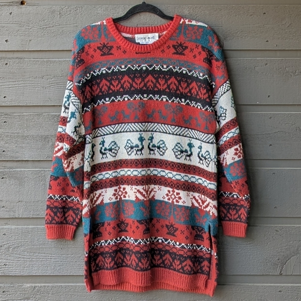 VTG 80s Giorgio Andre Alpaca Blend Long Line Sweater Tunic Small